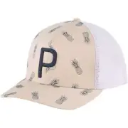 NEW Puma Pineapple Trucker P White Pepper/Navy Snapback Golf Hat/Cap