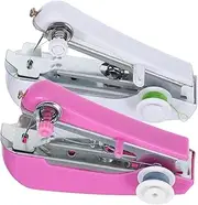 Beginner-friendly Mini Sewing Machine 2-piece Handheld Tailoring Machine Manual Controls for Home Use Random