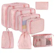 8 Set Travel Luggage Organizer Packing Cubes,Pinkstrip