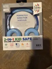 Altec Lansing Kid Safe 2-in-1 Bluetooth Wireless Blue Kid's Headphones - Sealed
