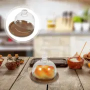 Wooden Dessert Cup Pastry Tray with Lid Plate Cake Dish Cover Glass