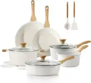 Nonstick Ceramic Cookware Set 16-Piece, Healthy Pots and Pans Set