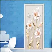 Door Stickers Door Stickers Beautiful Jewelry Flowers Mural Bedroom Decoration DIY Self-Adhesive Wall Wallpaper Poster for Living Room Decal (Size : 77x200cm)