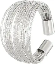 [ZMJK] Multi-Layer Opening Ring Adjustable Multi-Line Ring Alloy Metal Shiny Rings Flash Line Finger Rings for Girls Luxury Fashion Jewelry for Women Friends