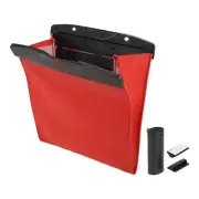 Car Trash Can Hanging Folding Front Seats Faux Leather Trash Bin Black Red 1 Pcs