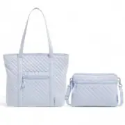 Vera Bradley Vera Tote + Triple Crossbody Quilted Bag in Morning Glory Blue NWT
