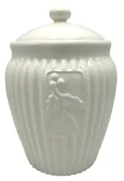 Inspirado Seattle Stonelite Ribbed White Canister Cookie Jar Holly Holiday Decor
