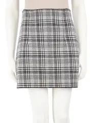 Plaid Houndstooth Full Zip Mini Skirt