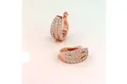 Three-Row Latch-Back Rose Gold Earrings Embellished with SWAROVSKI Crystals