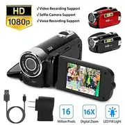 Portable Full HD 1080P Vlogging Camera Recorder, 2.7 LCD, 270° Rotation, 16MP, 16X Digital Zoom, Selfie Camcorder