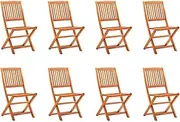 vidaXL Solid Eucalyptus Wood Folding Garden Chairs, Set of 8 – Outdoor Dining Furniture – Weather-Resistant & Easy to Clean – Natural Style for Patio, Terrace, Garden