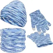 [NICENINE] Kids Winter Knitted Beanie Hat Gloves Scarf Set, 3Pcs Girls toddler winter hat, Kids Knit Neck Warmer Gaiter Set