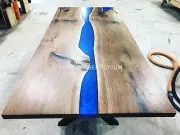 Custom Made Epoxy Resin Dining Table, Kitchen Slab Table Resin Arts Table Decors