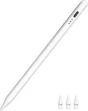 Pen for iPad 2018-2023, Stylus Pen for iPad with Tilt Sensitivity & Palm Rejection, Magnetic Pencil for iPad Air 3/4/5, iPad Mini 5/6, iPad 6/7/8/9/10, iPad Pro 11"/12.9"(Cool White)