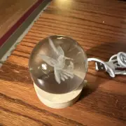 Crystal Ball 3D Engraved Hummingbird W/wooden Base Glass Sphere Nightlight