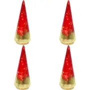 4PK LVD LED Glass Tree Ruby Small Home/Office/Table Decor Display 8x22cm Red
