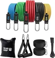 BEAR GRIP - 11 Pcs Resistance Bands Set, Home Workout Kit, Exercise Bands with Handles, Door Anchor and Free bag
