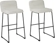 [Signature Design by Ashley] Nerison Contemporary 31.88" Pub Height Upholstered Barstool, 2 Count, Off-White