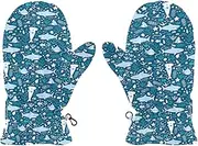 [Joisal] Trendy Sharks Blue Toddler Snow Gloves, Ultra-Soft Lamb Velvet, Soccer Gloves Youth, Childrens Gloves Ages 6-9, Small