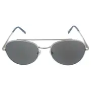 Mont Blanc Mont Blanc MB605S 16D - Shiny Palladium/Smoke Polarized by Mont Blanc for Men - 56-18-145 mm Sunglasses