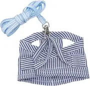 BCOATH Small Pet Harness and Leash Cotton Stripe Vest for Guinea Chinchilla Rat Squirrel Hedgehog and Ferret Outdoor Walking Clothes S Blue
