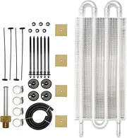 Car Radiator Engine Oil Cooler Universal Aluminum Remote Auto-Rear-Differential Cooling System Car With Condenser4 Row 6 Row 8 Row Radiator Fin Comb Kit(Silver (4Row))
