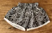 000 - SHIRRED WAIST SHORTS WITH LACE TRIM LEGS , ON TREND IN COOL RAYON - NEW