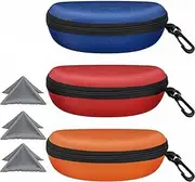 [ZONLY] 3 Pack Sunglasses Case Portable Travel Zipper Eyeglasses Case Hook With Cleaning Cloth