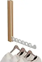 FULANCCY Walnut Folding Clothes Hanger Rack Wall Mounted Laundry Drying Rack Collapsible, Sapce Saving Laundry Room Hanging Rack, Clothes Storage Organizer (Beech Wood White)