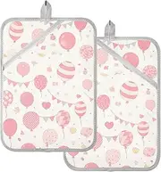 Pot Holders for Kitchen Heat Resistant Cartoon Cream Balloon Decor Peach Potholder with Pocket Hot Pads for Kitchen Oven Mitts 2 Pack