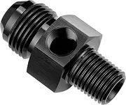 EVIL ENERGY 8AN to 1/4 NPT with 1/8 NPT Gauge Port Fuel Pressure Take Off Fitting Adapter Aluminum