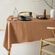 Vintage Design Homewares Helm Terracotta Washed Linen Cotton Tablecloth 180cm x 400cm