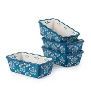 Loaf Pan Ceramic Bread Pan, 4pcs Mini Loaf Baking Pans, Mini Loaf Pans for Blue