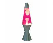 Indoor Silver Base Home Room Night Light Lava Lamp Colours - Pink White