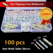 100pcs Solder Sleeve Heat Shrink Sealed Waterproof Wire Butt Splice Connector
