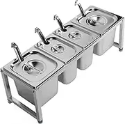 Stainless Steel Telescopic Jam Basin Stand - Condiment Dispenser Rack Syrup & Soy Sauce Holder Ideal for Milk Tea Shops(2.2L*1+1.6L*3)