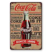 3x Tin Sign Coca Cola Coke Is Since 1886 Refreshing Drink Decorate Rustic Look
