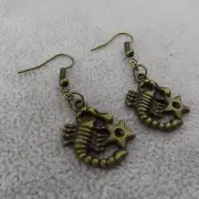 SCORPIO Charm Dangle Earrings Antique Bronze Tone Zodiac Sign Horoscope Scorpion