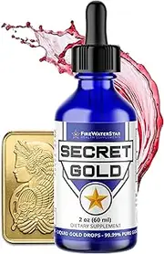 Secret Gold - Colloidal Gold | Nano Gold • #1 Rose Gold | Made from .9999 Pure Swiss Gold | 1 Month Supply - 2 fl oz | Glass Bottle w/Dropper | Increase Clarity and Focus • Deepen Meditations