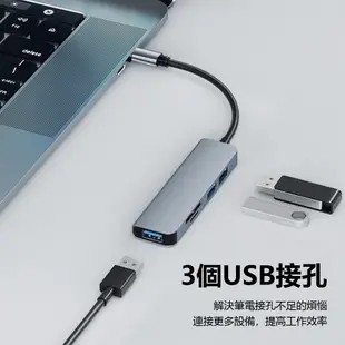 HUB-08 Type-C接頭五孔集線器 USB3.0+USB2.0+SD+TF 五合一充電器 (4.3折)