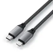Satechi USB-C/Lightning MFI-Certified 25cm Braided Charging Cable For iPhone GRY