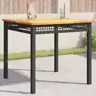 Garden Table Black 80x80x75 cm Poly Rattan Acacia Wood vidaXL