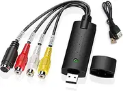 USB 2.0 Video Capture Card,VHS to Digital Converter,RCA/AV to USB Converter Digital Adapter and Digitize Edit Video from Any Analog Source Including VCR VHS DVD,For Win XP/Vista/7/8/10/11 Mac OS Linux