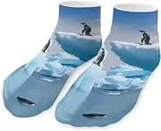 [QMNVBDS] Penguins On The Iceberg Socks Ankle Length Socks Casual Short Socks for Women Men Low Cut Sports Socks Running Socks No Show Socks Ankle Socks Athletic Socks Workout Socks, Style, One Size