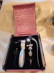 New Set of "Wine Corkscrew, Bottle Opener, Bar tools, In Pink Case