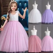 Formal Kids Girls Bridesmaid Long Dress Wedding Flower Girls Princess Gown Party