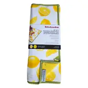 NEW KitchenAid Lemon Print Drying Mats 16" x 22" [Yellow & White] (Pack of 2)