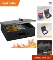 Compact Fireproof Security Box with Key Lock - Perfect for Important Documents