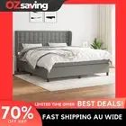 Box Spring Bed Queen Size Dark Grey Mattress Fabric 153x203 cm Comfort 5130