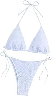 [Dickly] Two Piece Swimsuit Tankini Female Halter String Triangle Bikini Set for Travel
